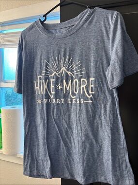 Hike More Worry Less Blue Graphic Tee